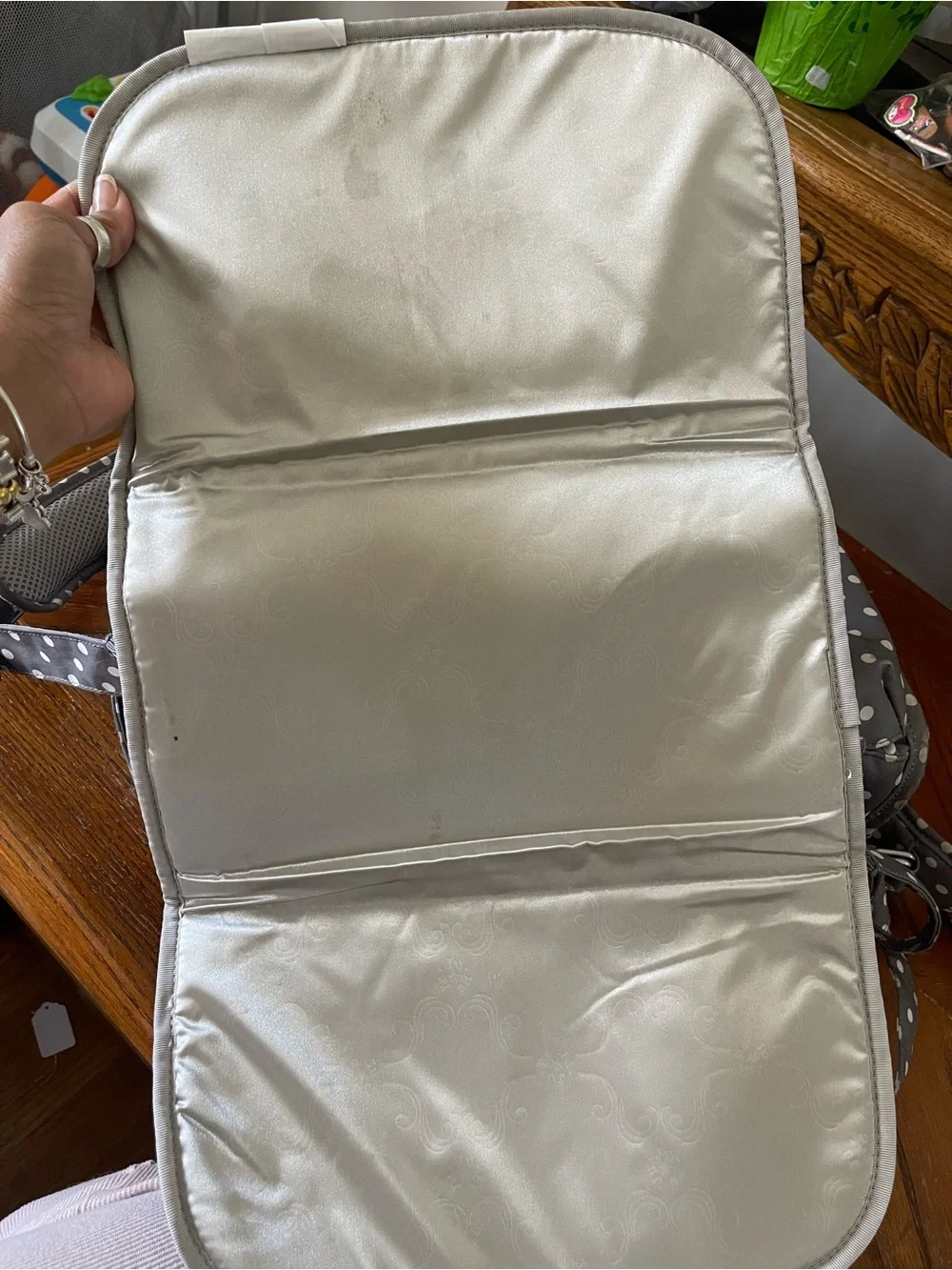Ju-Ju-Be Gray with White Polka Dots Baby Bag
